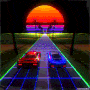 Cars in sunset